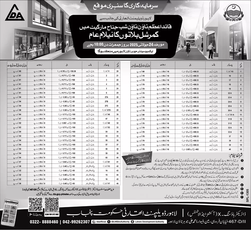 Lahore Development Authority Lahore Tender Notice